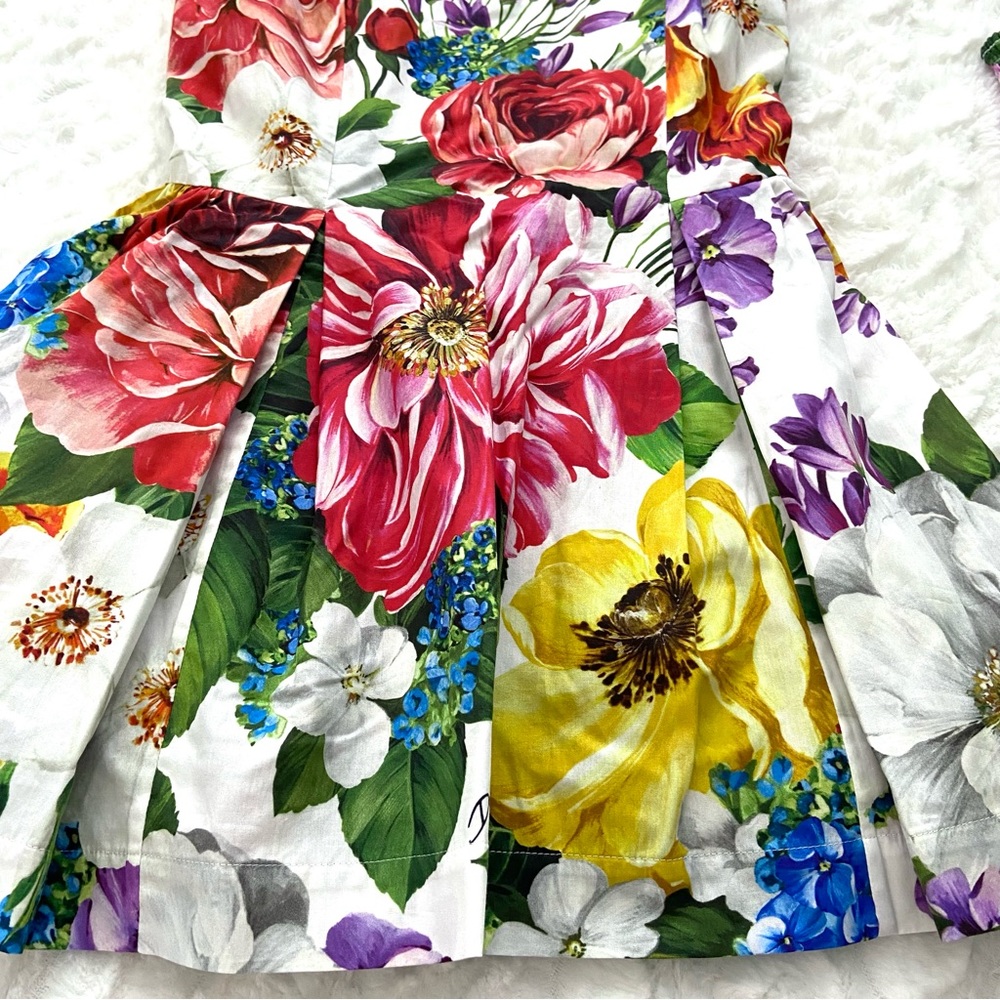 DOLCE & GABBANA Multicolor Floral Print Cotton Mini Dress Top and Shorts SET 2pc - Picture 11 of 16